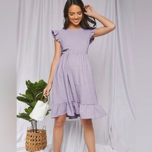 Maternity butterfly sleeve flounce hem dress size M
